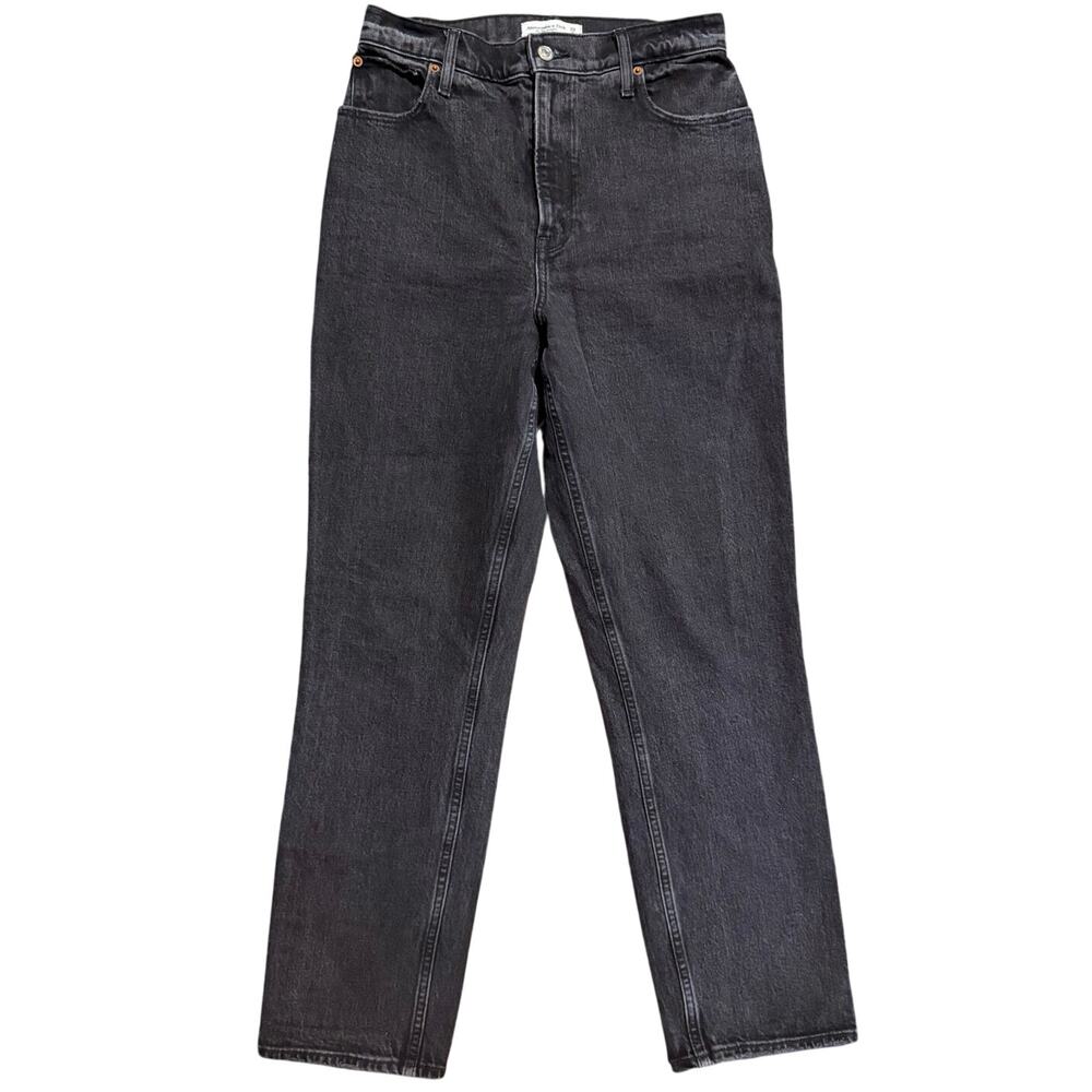Abercrombie & Fitch Curve Love 90s Straight Jeans Ultra High Rise Black 29